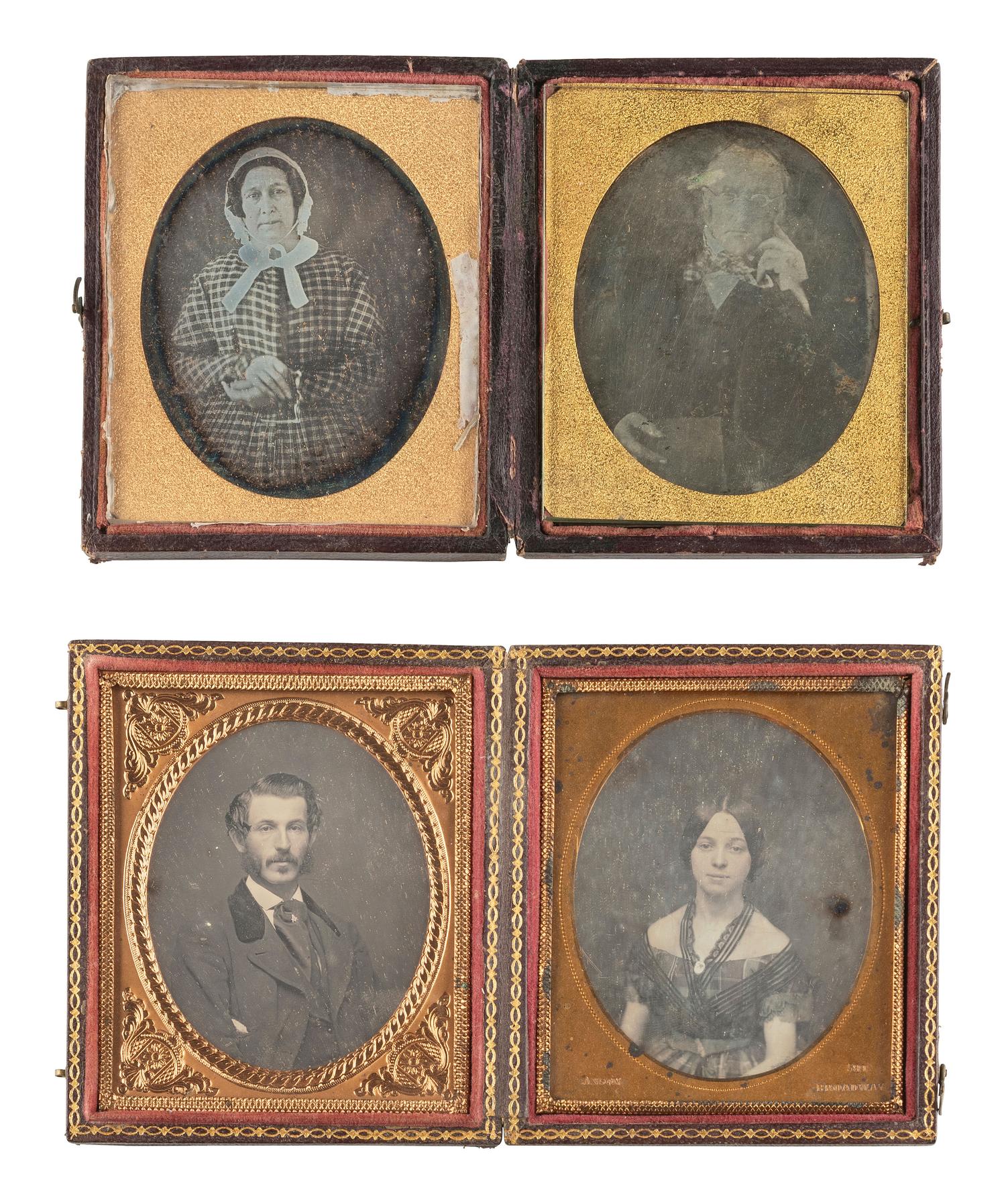 [EARLY PHOTOGRAPHY]. Assorted cased images of pairs and trios of sitters.
