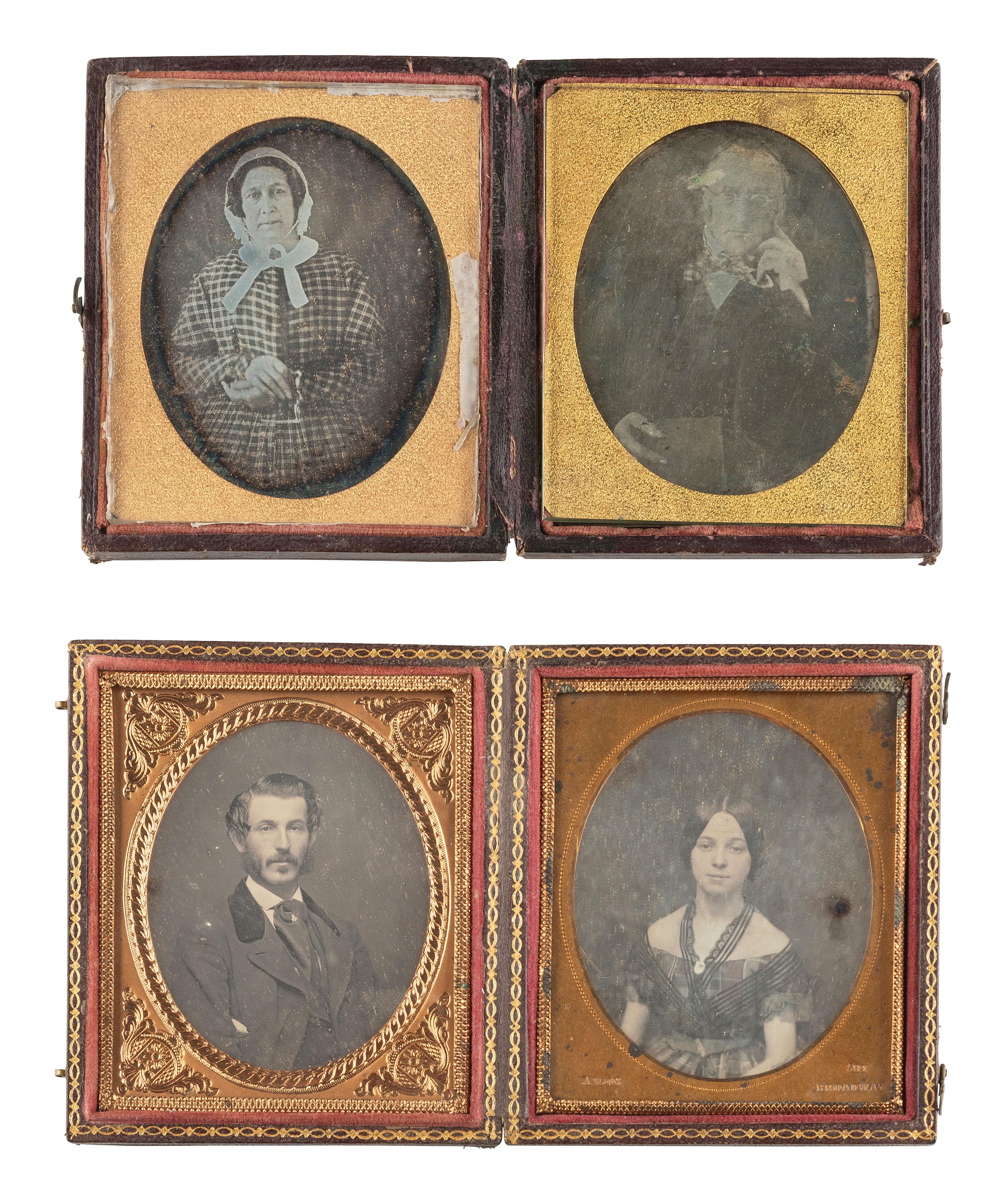 [EARLY PHOTOGRAPHY]. Assorted cased images of pairs and trios of sitters.