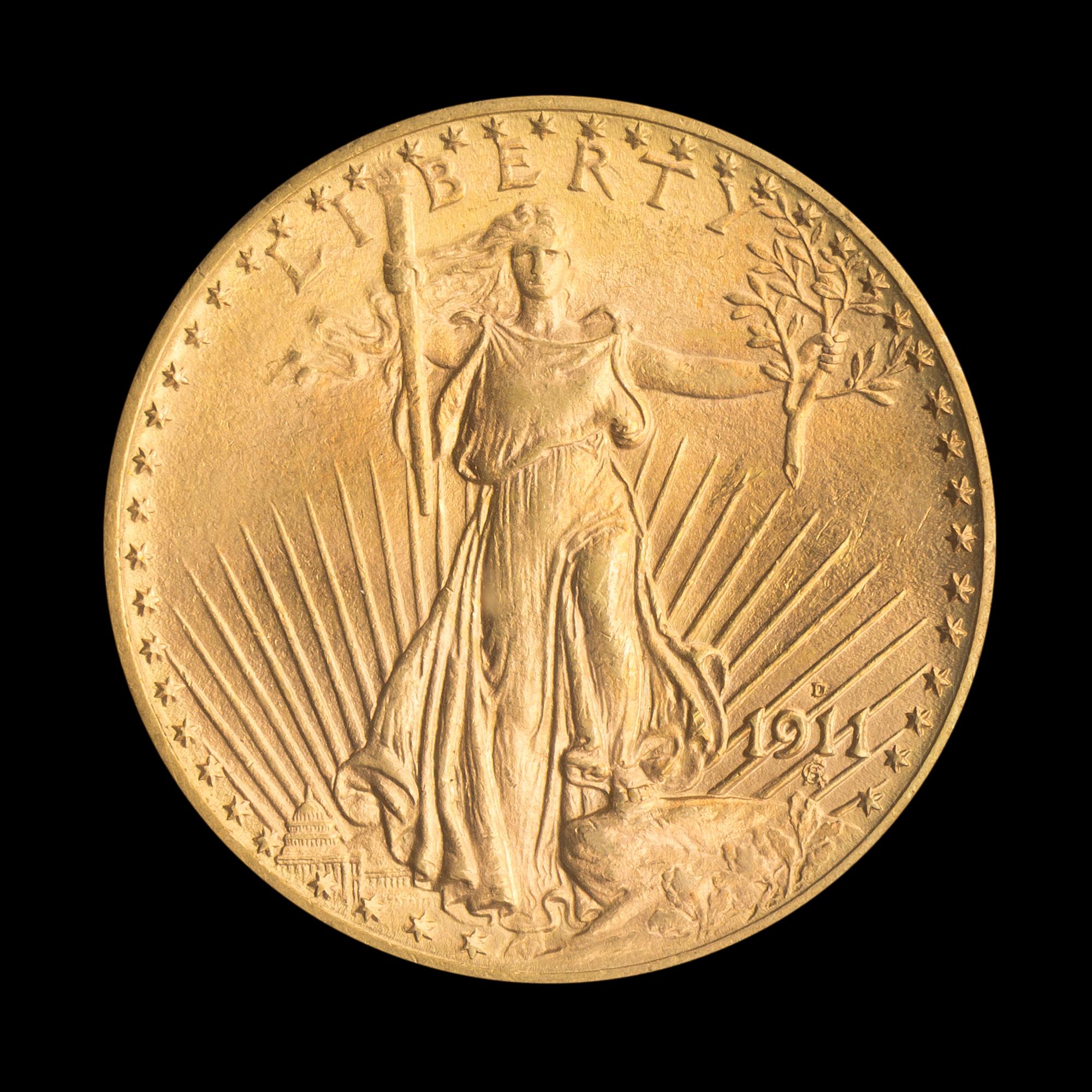 A United States 1911-D St. Gaudens $20 Gold Coin