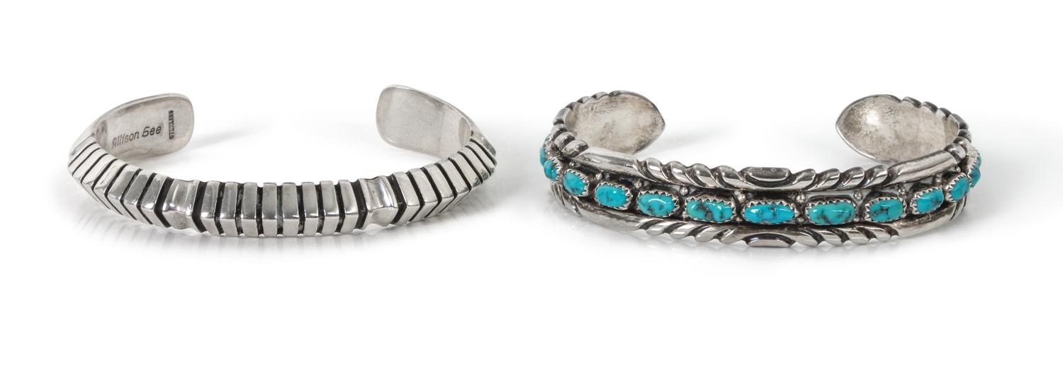 Two Southwest Silver Bracelets Length of the second 6 1/4 x opening 1 1/4 x width 1/2 inch.