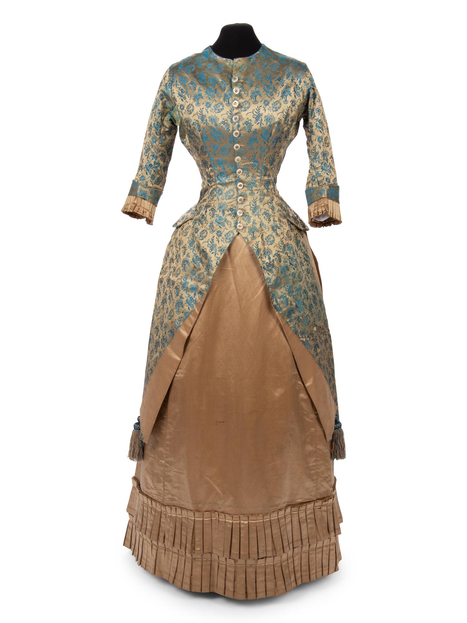 Silk Two-Piece Bustle Dress, 1880s