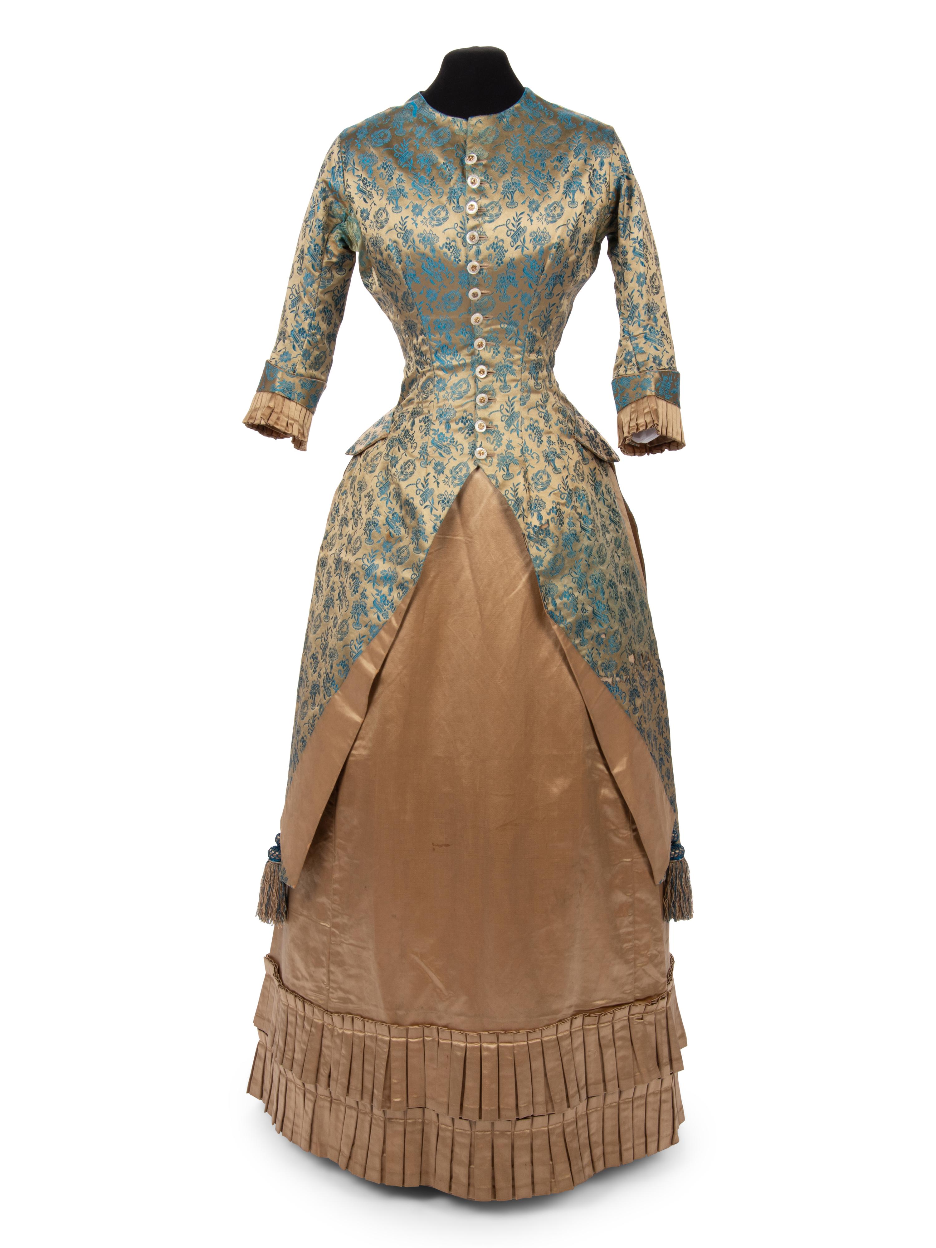 Silk Two-Piece Bustle Dress, 1880s
