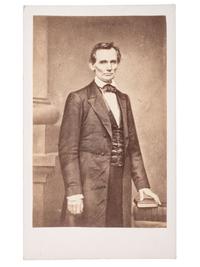 [LINCOLNIANA]. Album containing 50 CDVs of personalities from the US and abroad, featuring the Abraham Lincoln "Cooper Union" pose by Mathew Brady.