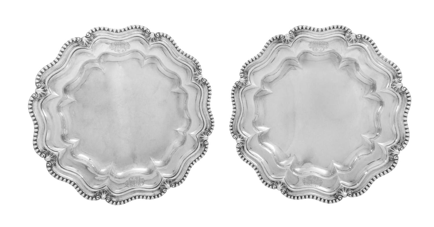 A Pair of Victorian Silver Second-Course Dishes, James Charles Edington, London, 1843, each of undulating circular form with raised bea