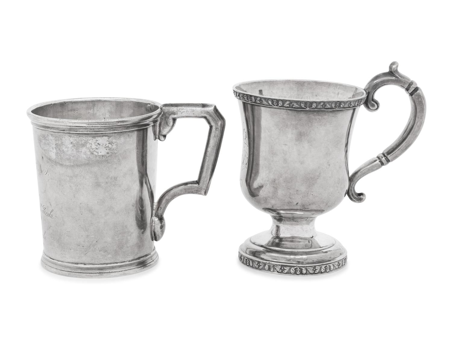 Two American Coin Silver Mugs