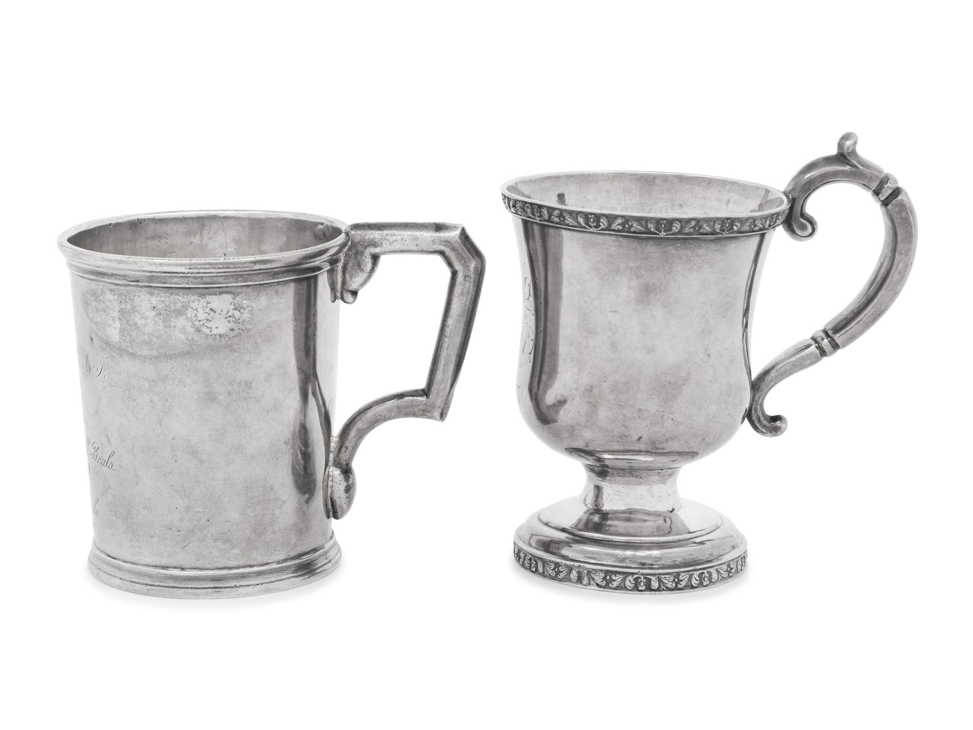 Two American Coin Silver Mugs