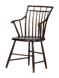 A Birdcage Windsor Scroll-Carved Armchair