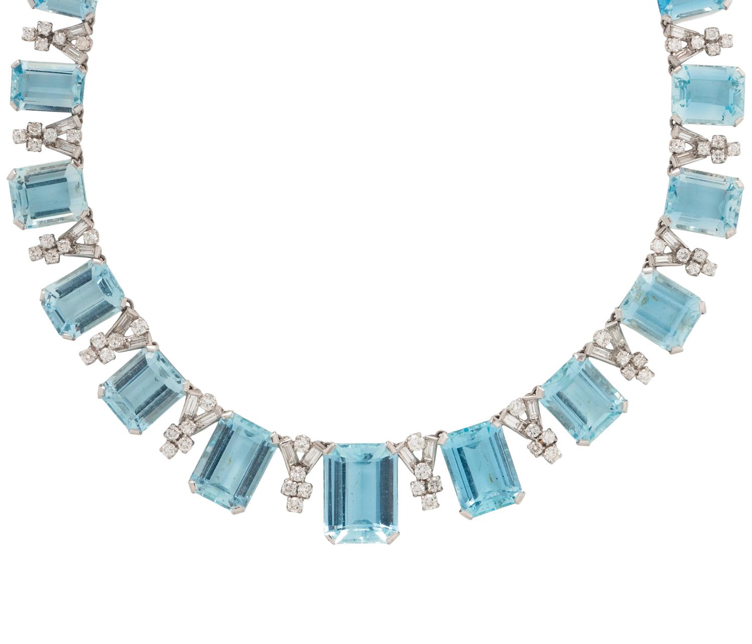 AQUAMARINE AND DIAMOND NECKLACE
