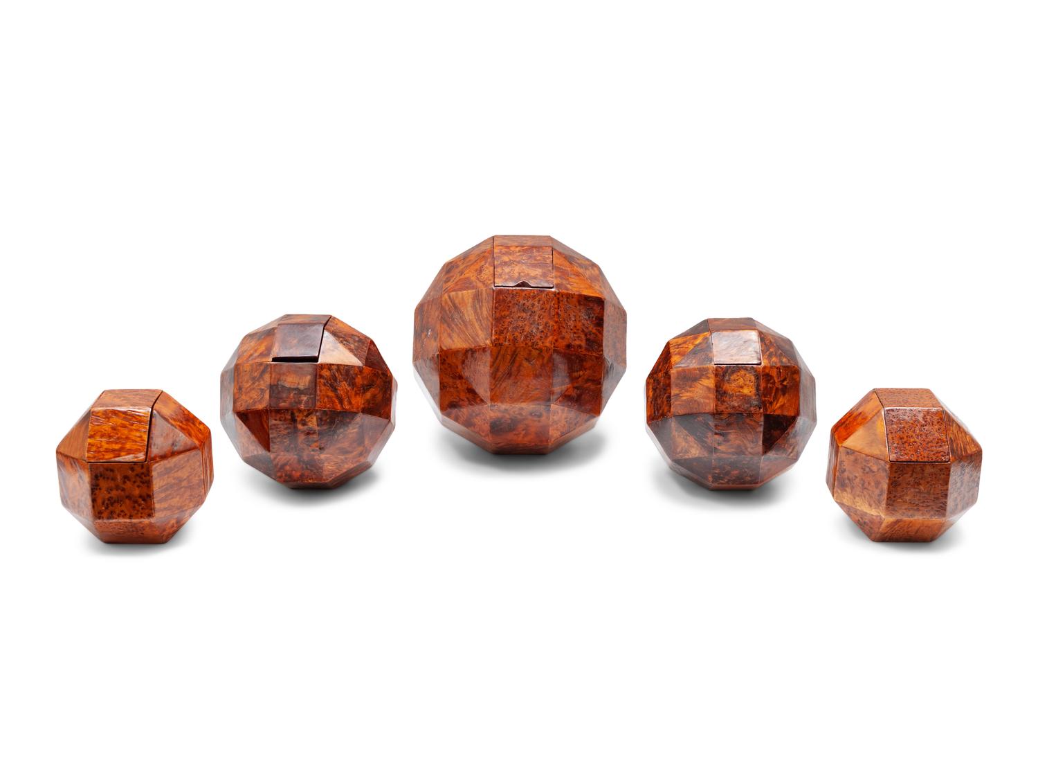 A Group of Geometric Wooden Boxes