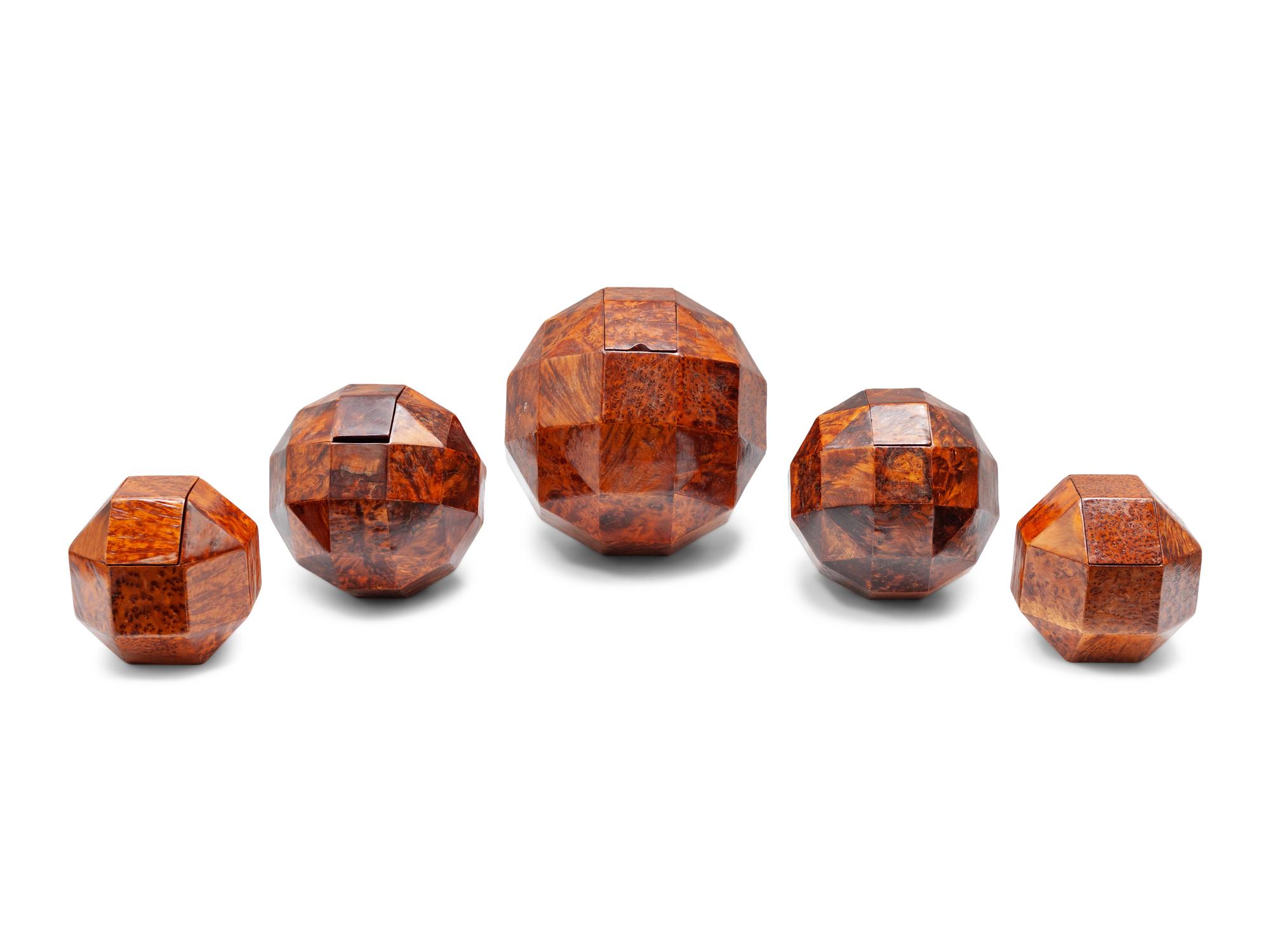 A Group of Geometric Wooden Boxes