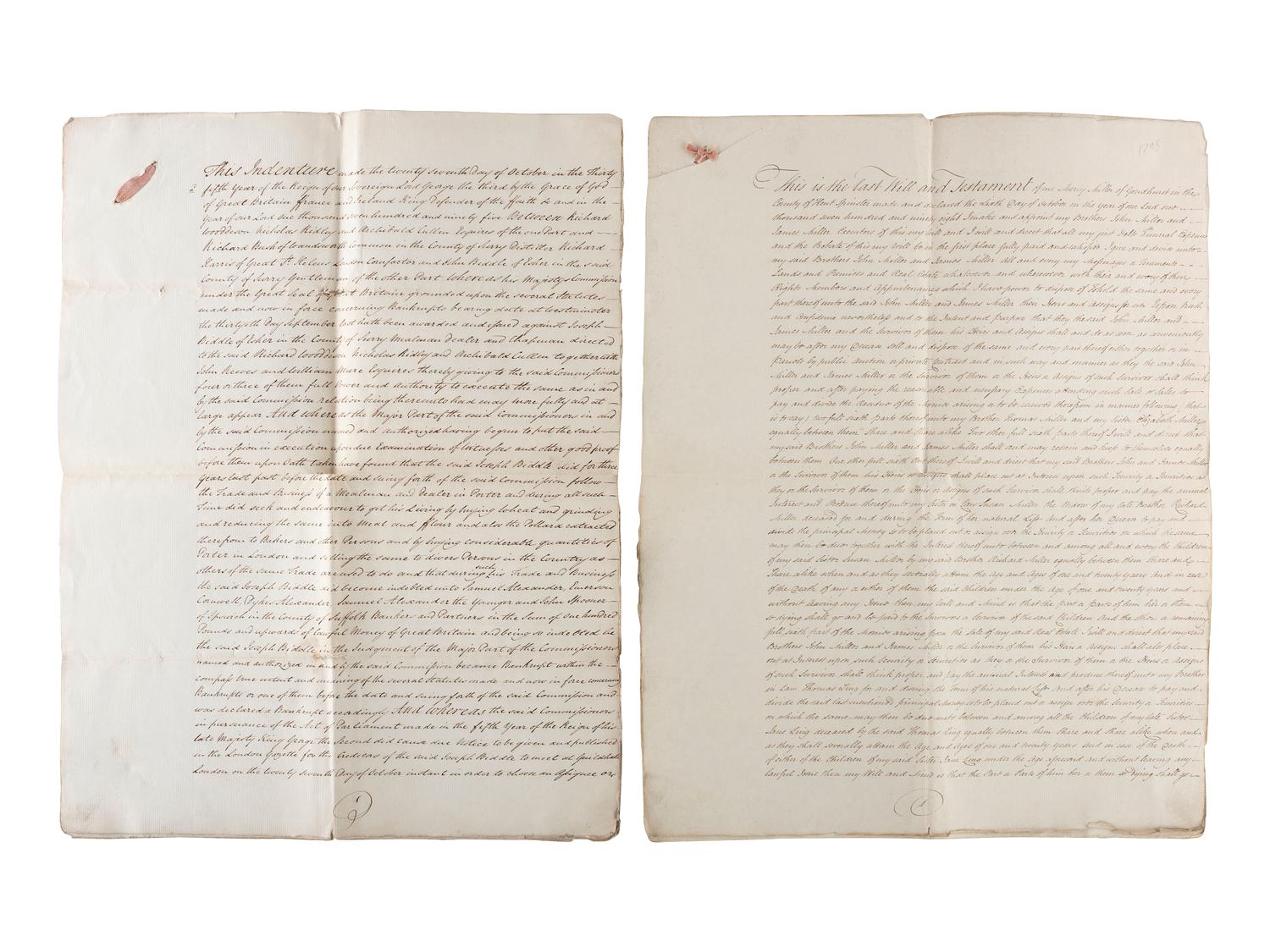 [COMMERCE]. A group of receipts and documents related to Englishmen John and William Angell, Esq., Richard Green, and others, including: