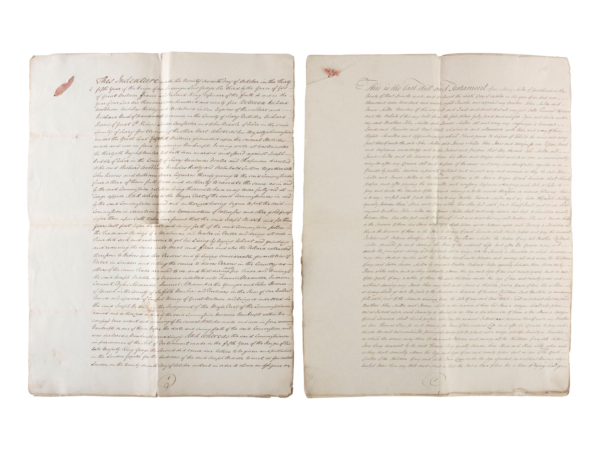 [COMMERCE]. A group of receipts and documents related to Englishmen John and William Angell, Esq., Richard Green, and others, including: