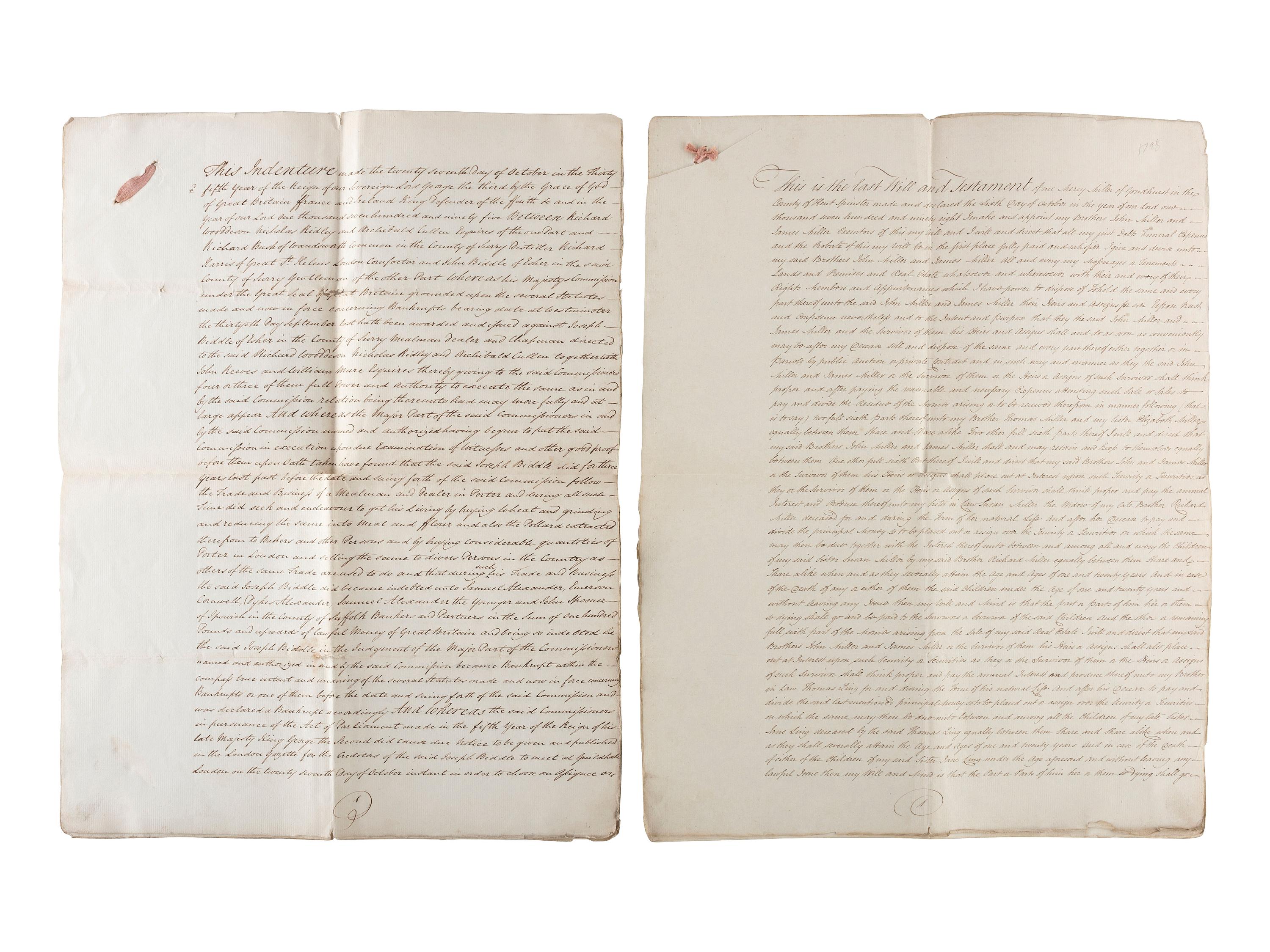 [COMMERCE]. A group of receipts and documents related to Englishmen John and William Angell, Esq., Richard Green, and others, including: