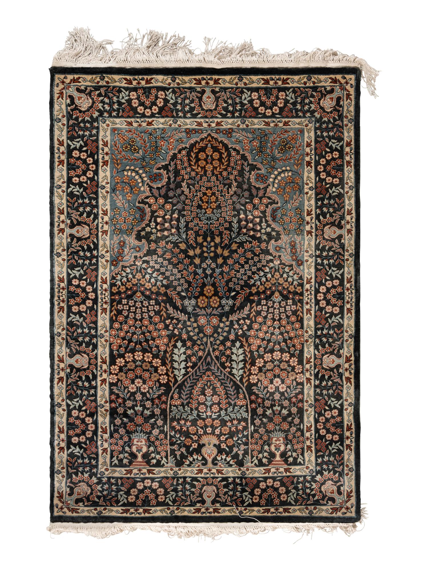 A Tabriz Silk and Wool Composition Prayer Mat