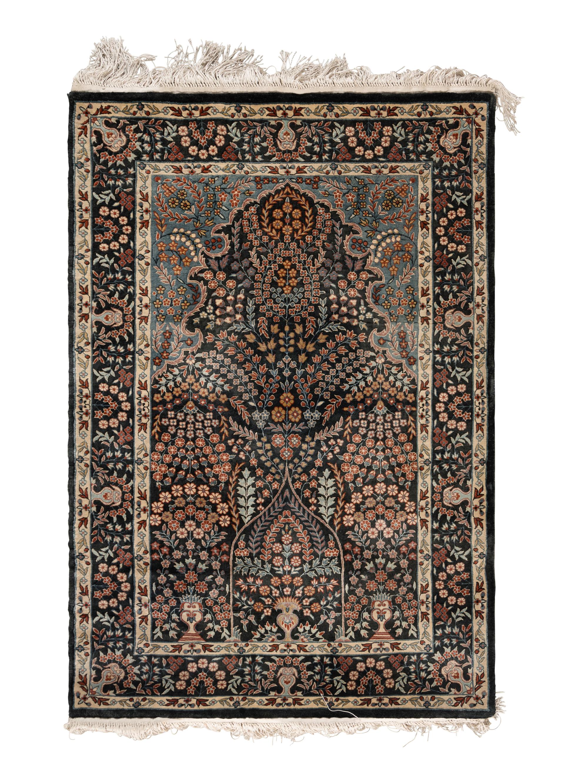 A Tabriz Silk and Wool Composition Prayer Mat