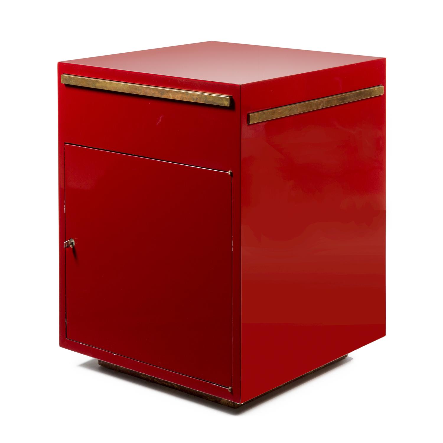 An Italian Lacquered Wood and Brass Magic Cube Table Height 30 1/2 x width 23 1/2 x depth 23 1/2 inches. — GABRIELLA CRESPI, CIRCA 1970