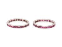 PAIR OF RUBY ETERNITY BANDS