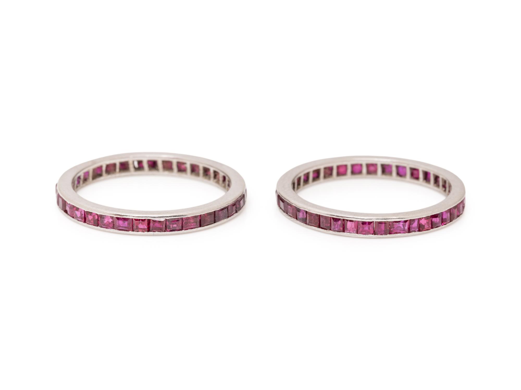 PAIR OF RUBY ETERNITY BANDS