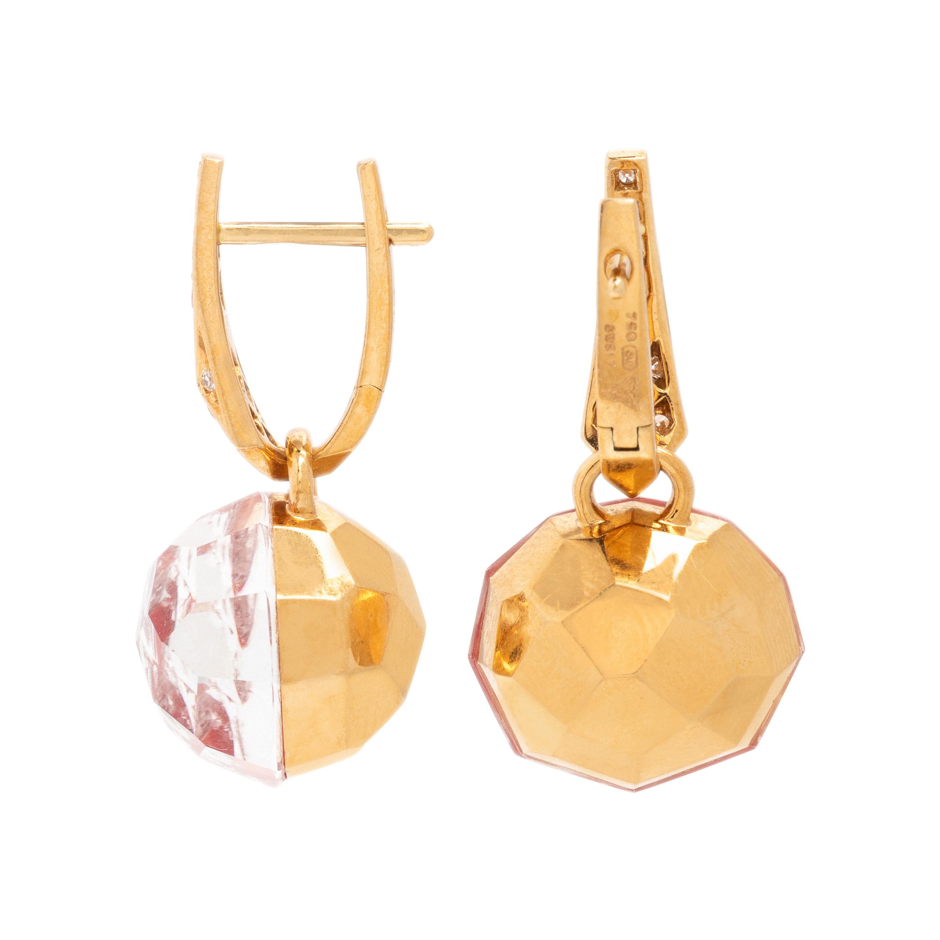 Stephen Webster, Rock Crystal, Diamond, and Yellow Gold 'Crystal Haze' Earrings