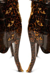 A Pair of Louis XV Style Leopard Motif Side Tables