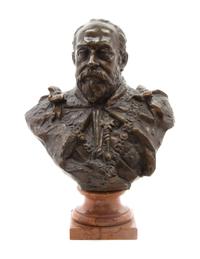 A Continental Bronze Bust Height 14 3/4 inches.