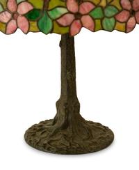 An American Leaded Glass and Patinated Metal Table Lamp