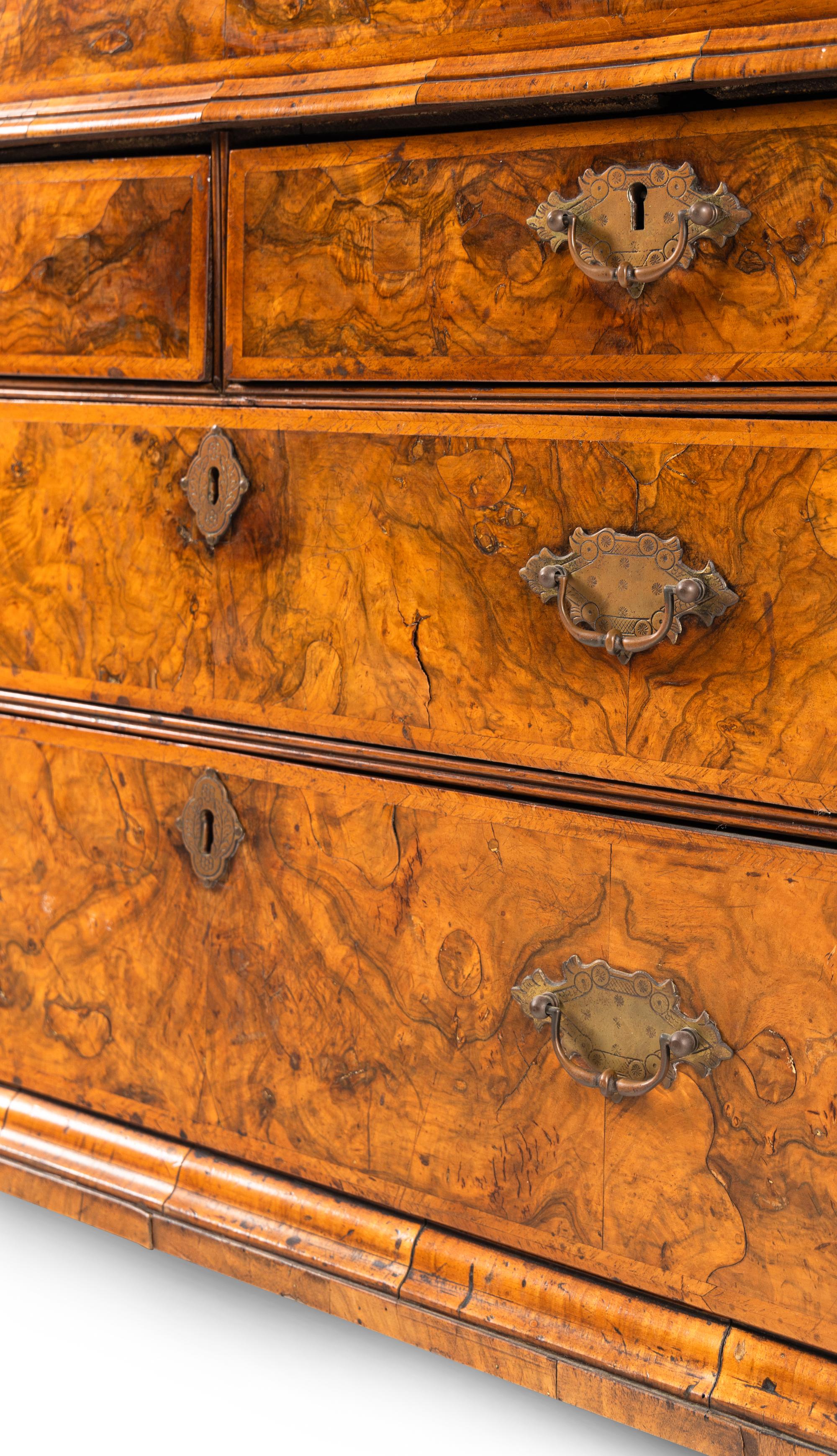 A George II Walnut Bureau Cabinet
