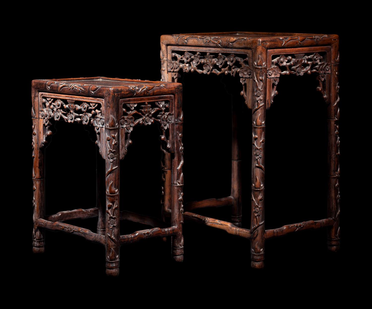 A Pair of Chinese Rosewood Stands