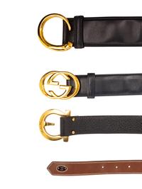 Group of Four Designer Belts by Gucci, Cartier, and Salvatore Ferragamo