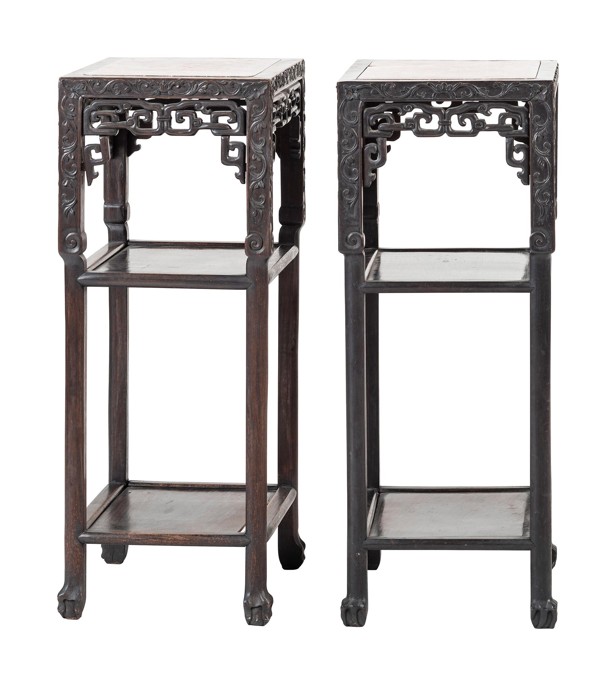 A Chinese Carved Hardwood Four-Piece Furniture Suite