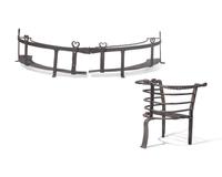 A Wrought Iron Fireplace Guard / Plate Stand and Pot Stand, American or French, 17th / 18th Century