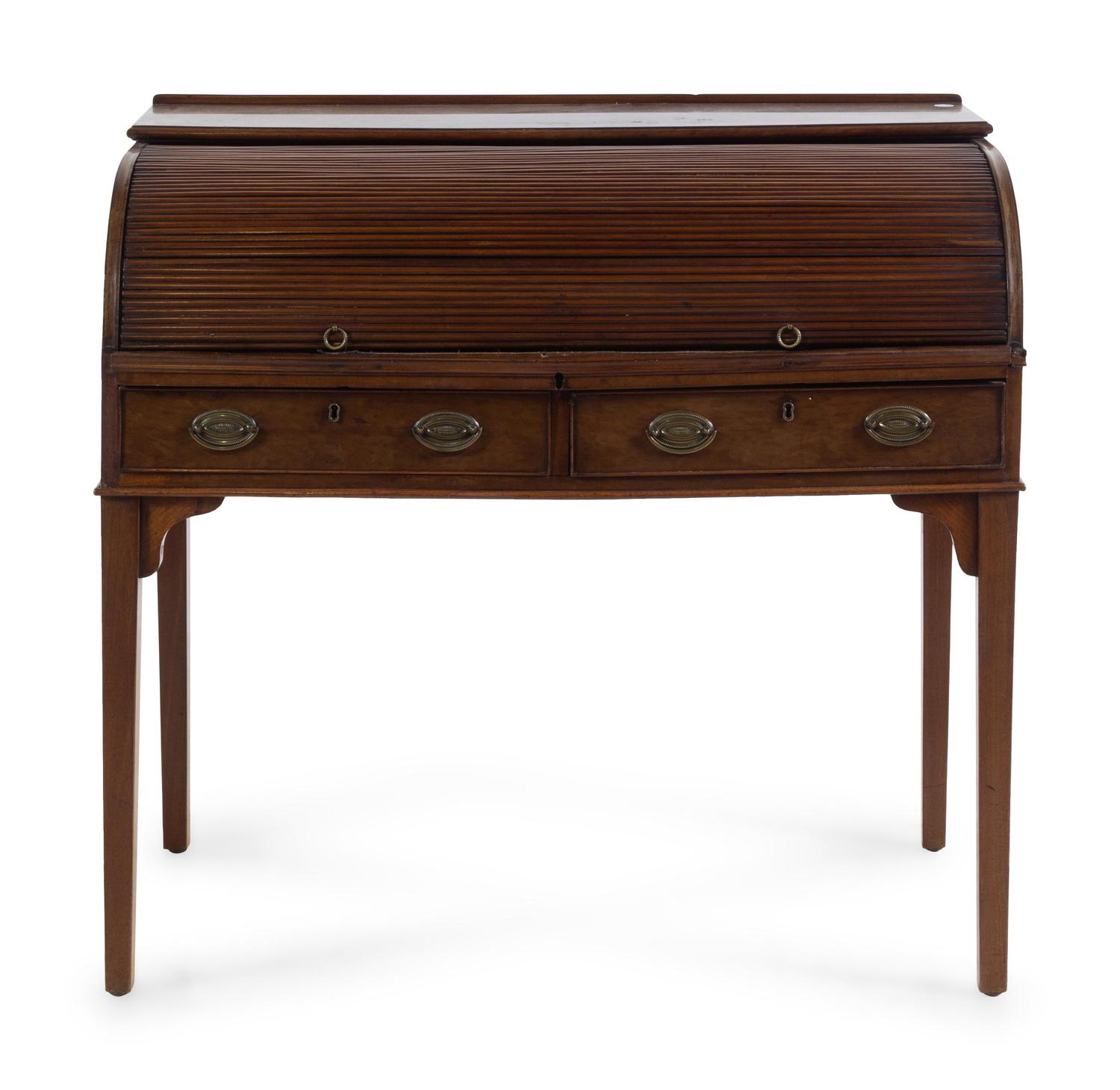 A George III Mahogany Roll-Top Desk