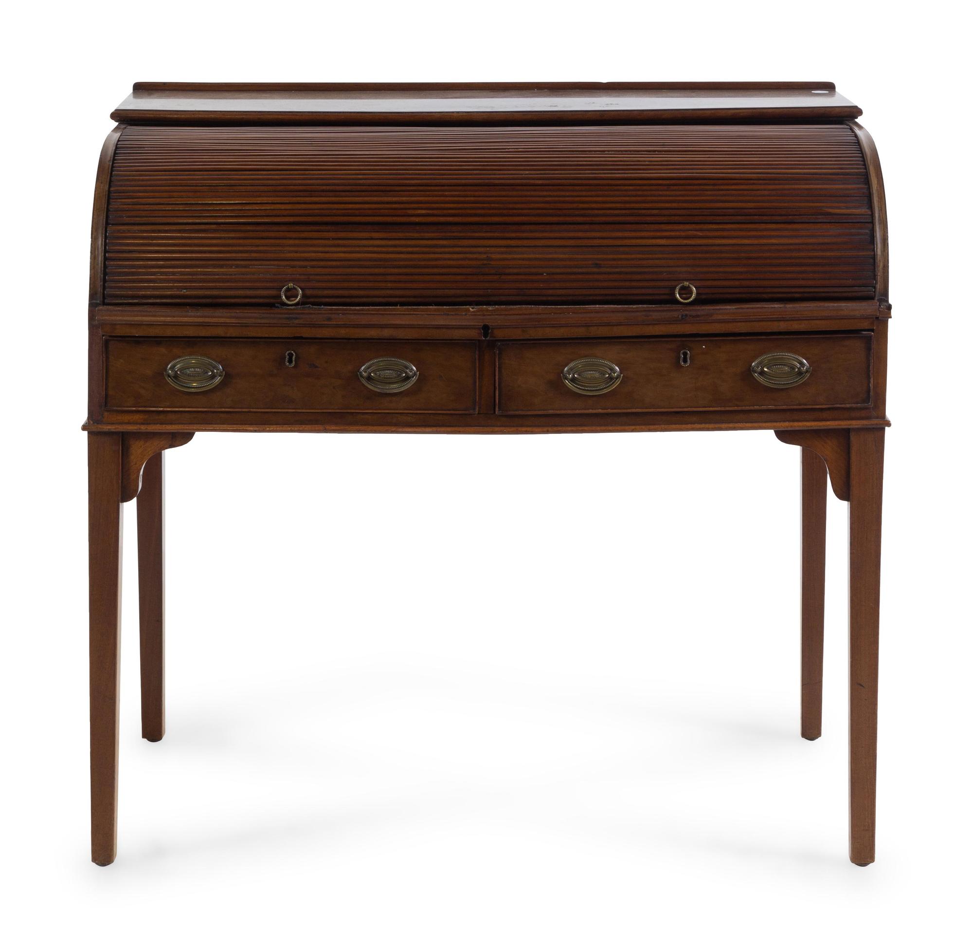 A George III Mahogany Roll-Top Desk