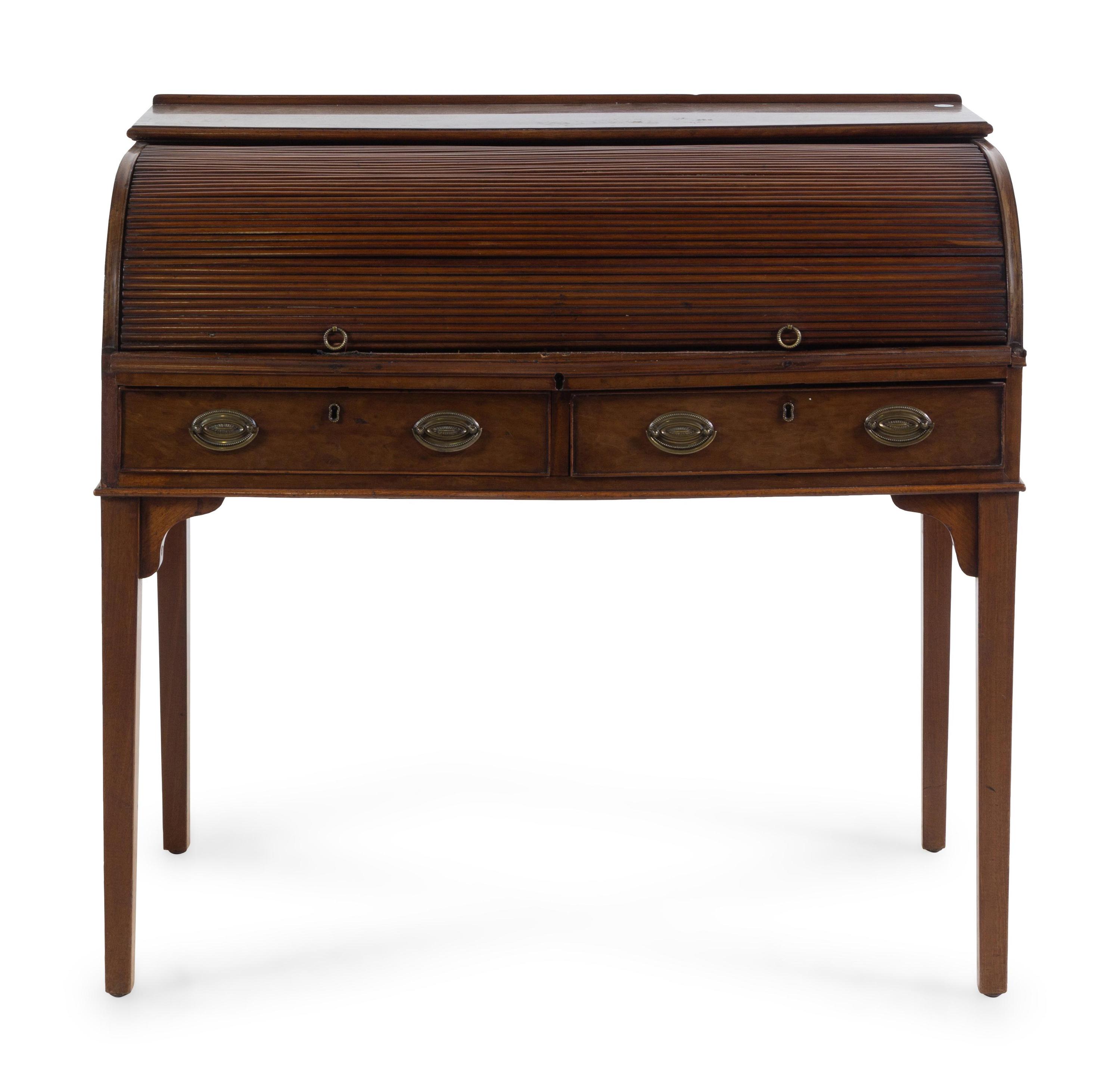 A George III Mahogany Roll-Top Desk