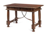 A Spanish Baroque Style Walnut Trestle Table