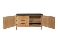 A Pair of Reed-Carved Marble-Top Console Cabinets in the Style of Maison Jansen