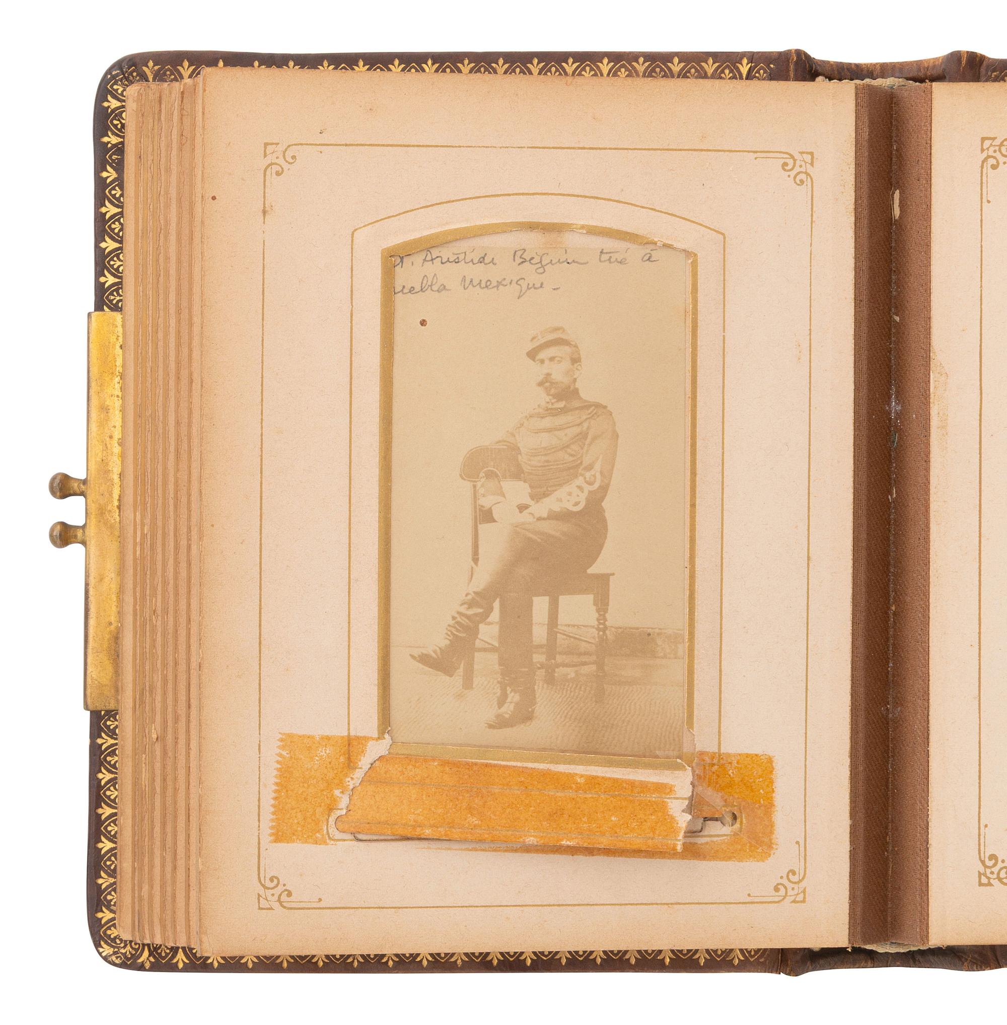 [MEXICO - FRANCE - EARLY PHOTOGRAPHY]. French family album incl. CDVs of soldiers who participated in the Franco-Mexican War.