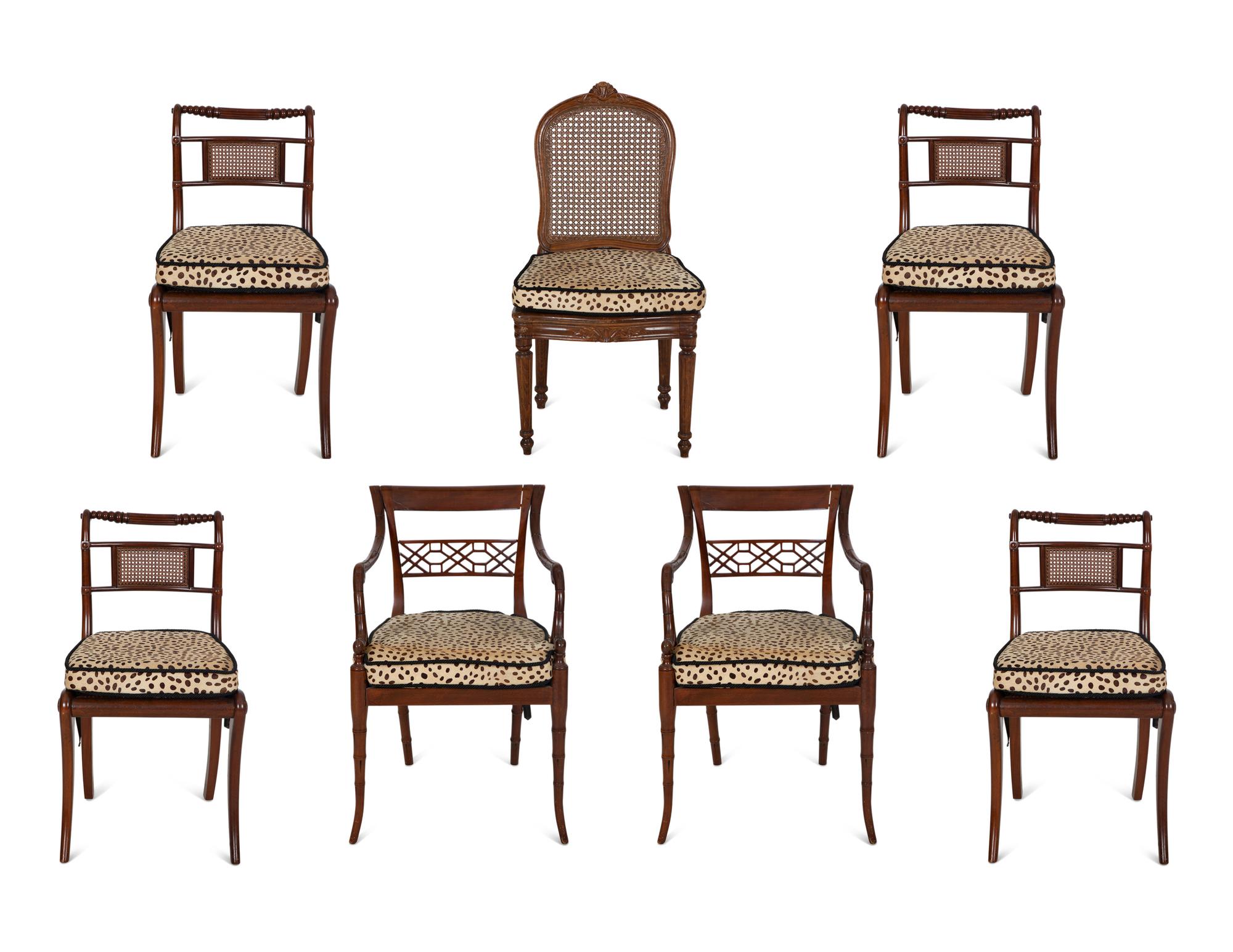 A Set of Four Regency Style Mahogany Cane Seat Dining Chairs