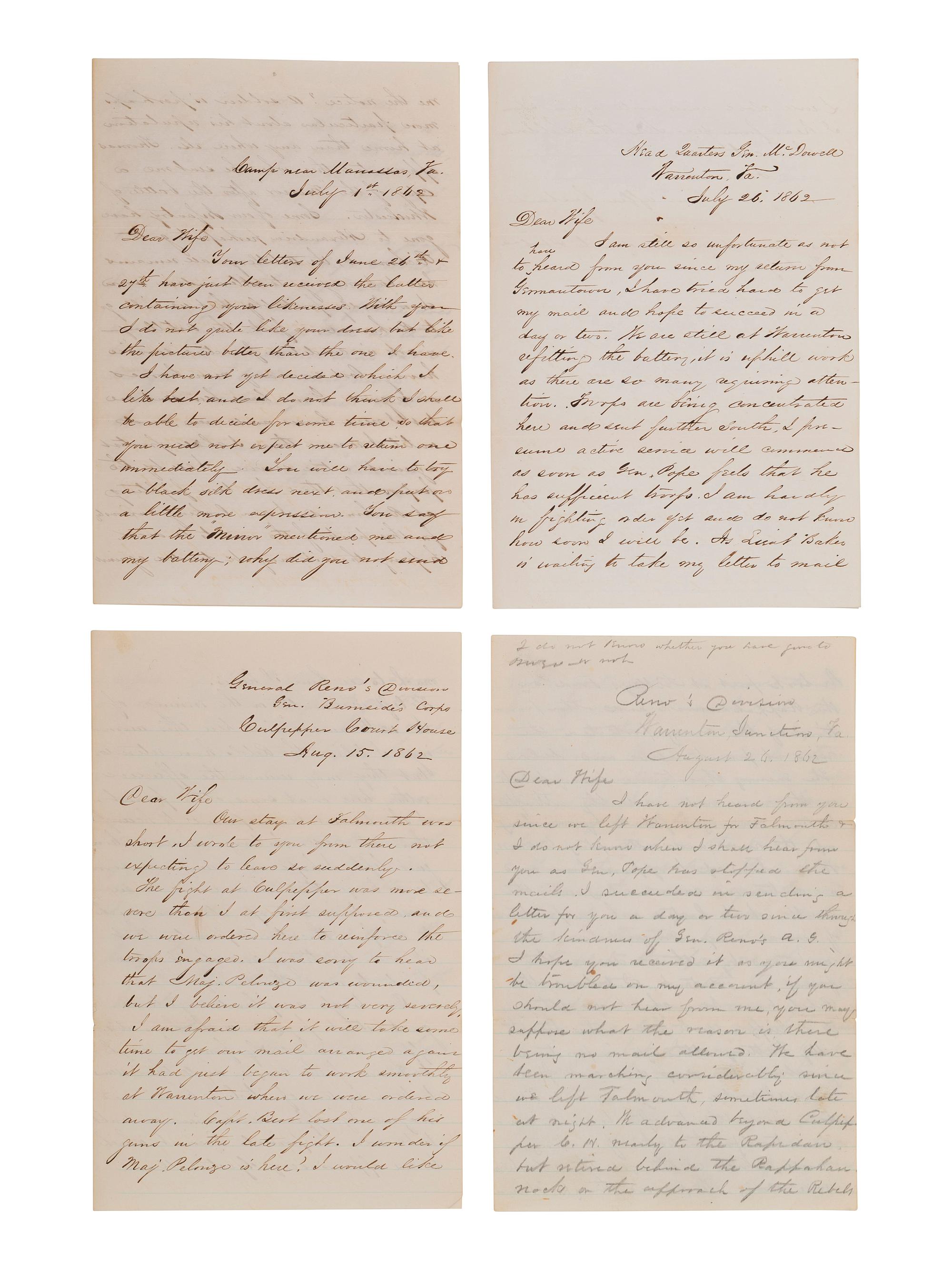 [WESTERN AMERICANA -- CIVIL WAR -- LINCOLN]. Papers of Captain Joseph Claypoole Clark, 4th US Light Artillery, Battery E, WIA Antietam, including frontier and Civil War correspondence, photography, and appointment signed by Lincoln as President.