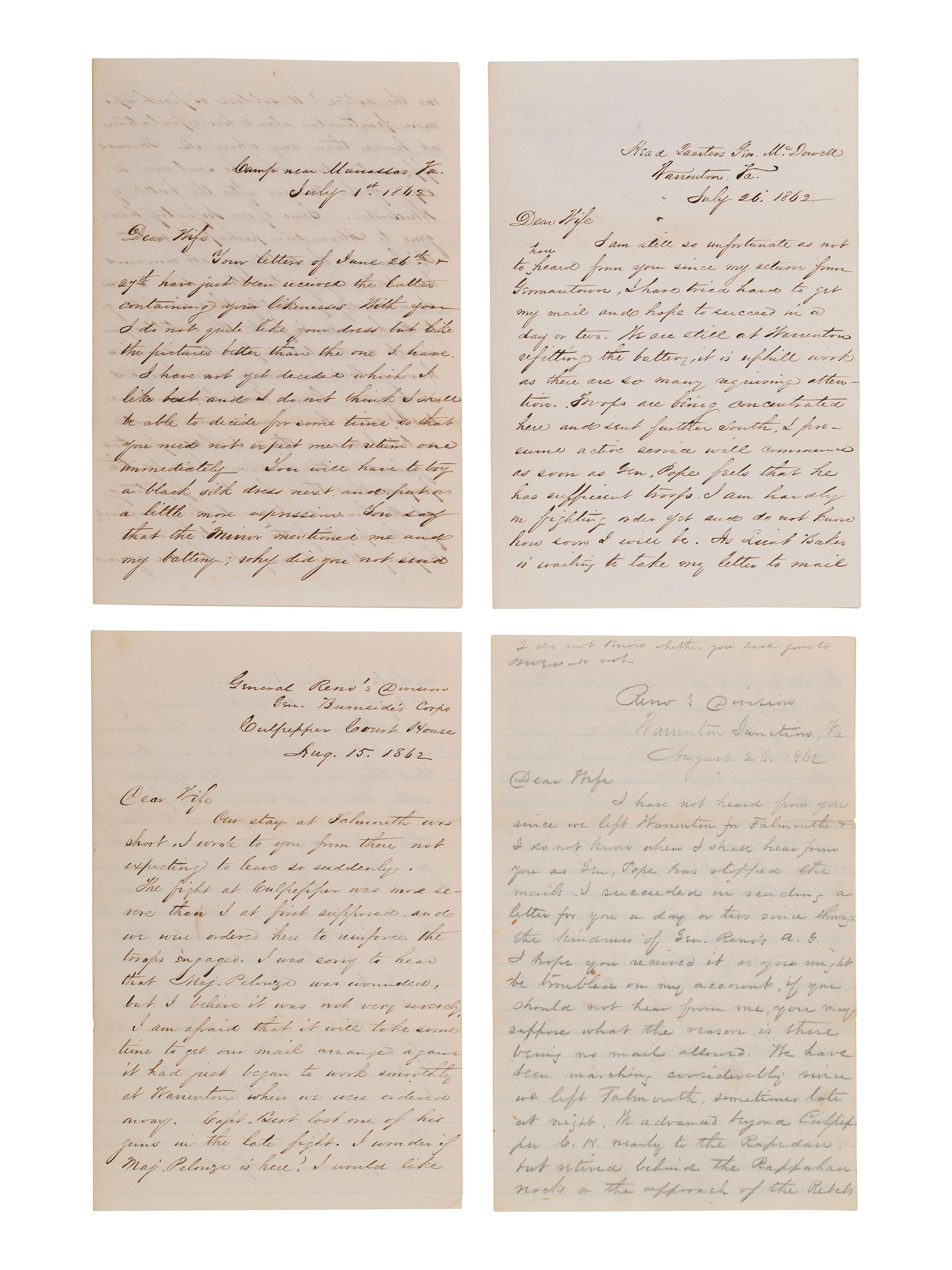[WESTERN AMERICANA -- CIVIL WAR -- LINCOLN]. Papers of Captain Joseph Claypoole Clark, 4th US Light Artillery, Battery E, WIA Antietam, including frontier and Civil War correspondence, photography, and appointment signed by Lincoln as President.