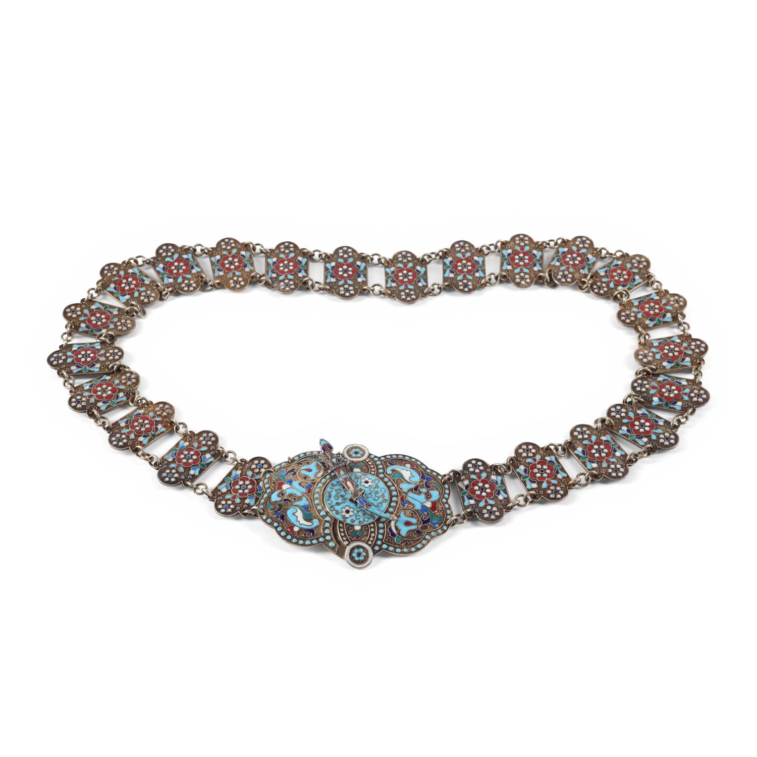 A Russian Silver and Enamel Belt