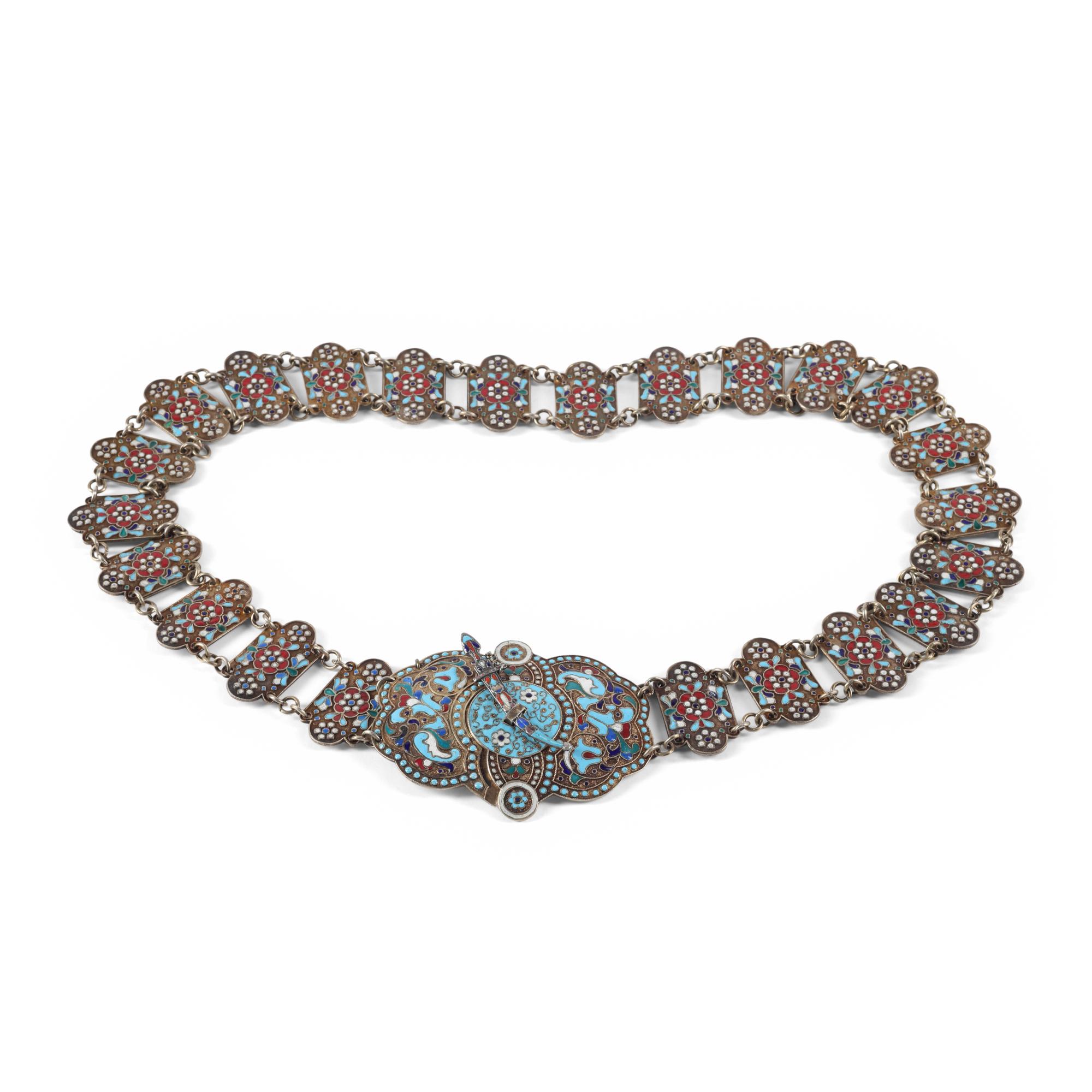A Russian Silver and Enamel Belt
