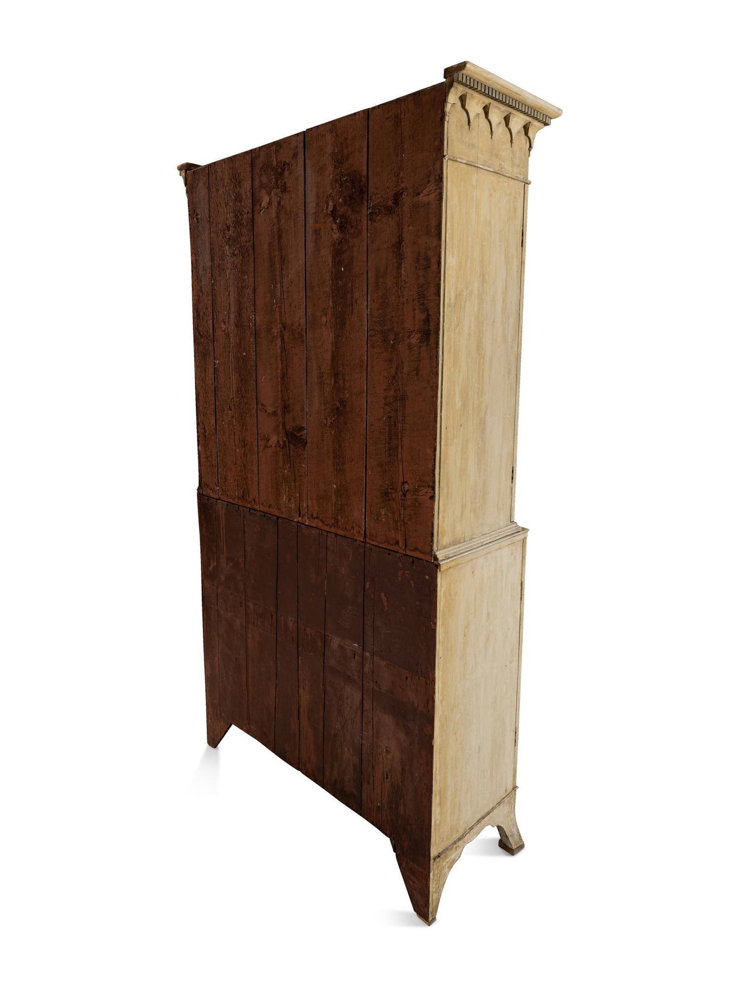 A Late George III Ivory-Painted Vitrine-on-Cabinet