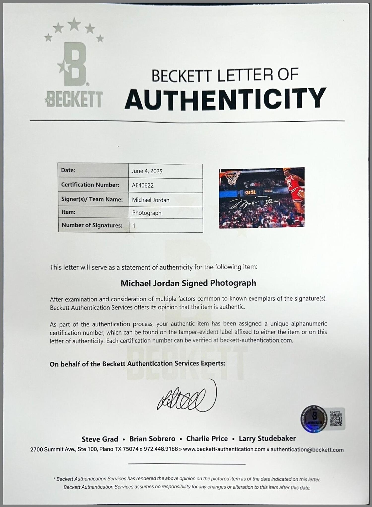 A Michael Jordan Signed Autograph 1988 Slam Dunk Contest 16x20 Photo Display (Upper Deck Authenticated, Beckett Authentication Services)