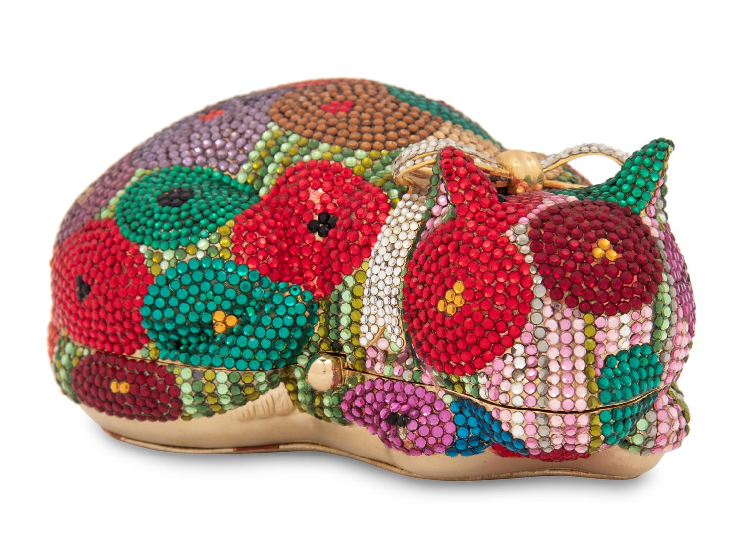 Judith Leiber Floral Sleeping Cat Minaudière, 1984