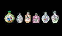 Six Chinese Famille Rose Porcelain Snuff Bottles