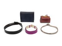 Five Designer Accessories: Three Judith Leiber, One Valentino, One Andrea Pfister, 1980s