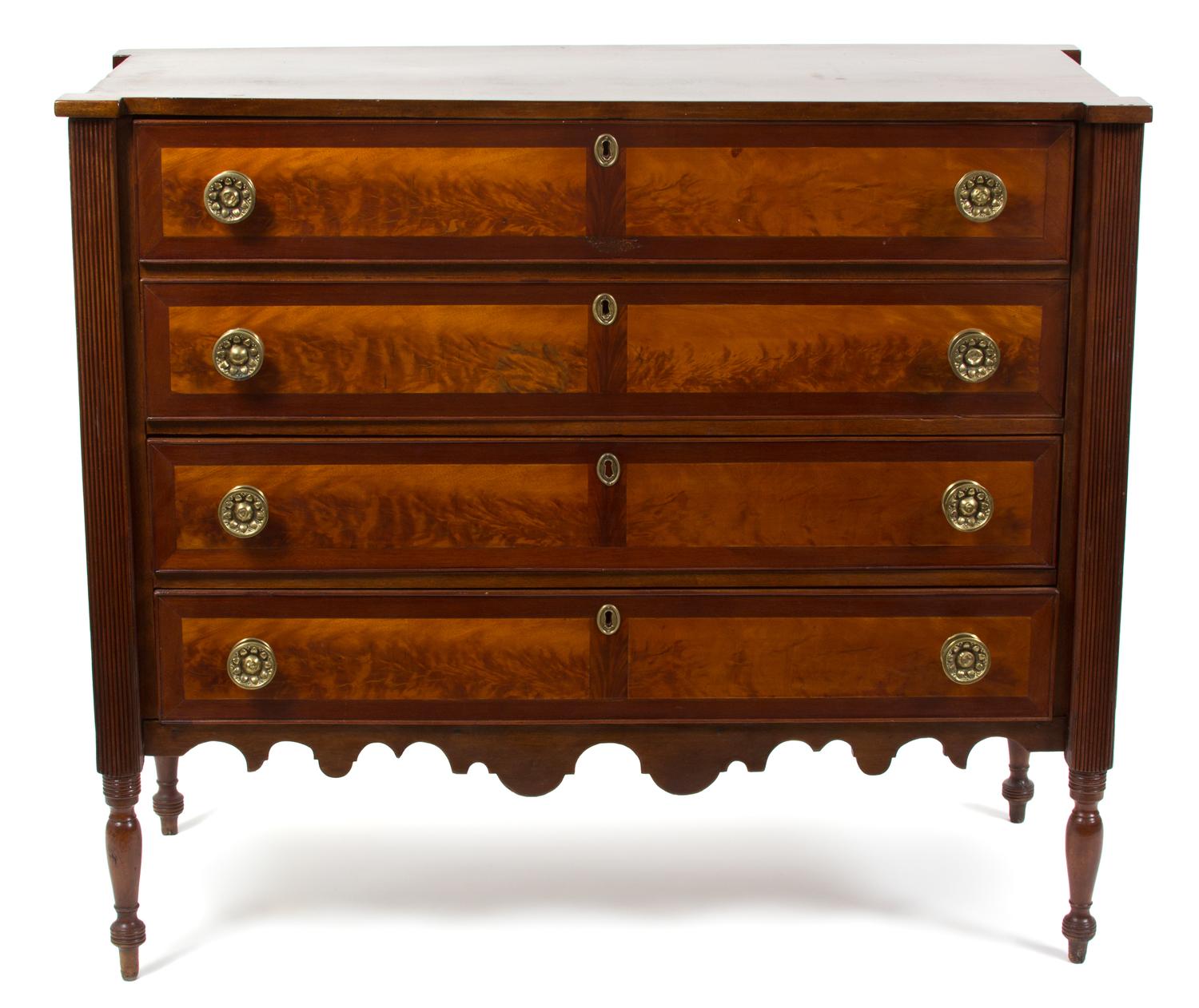 An American Empire Style Mahogany Chest of Drawers Height 39 x width 45 x depth 17 inches. — 19TH CENTURY