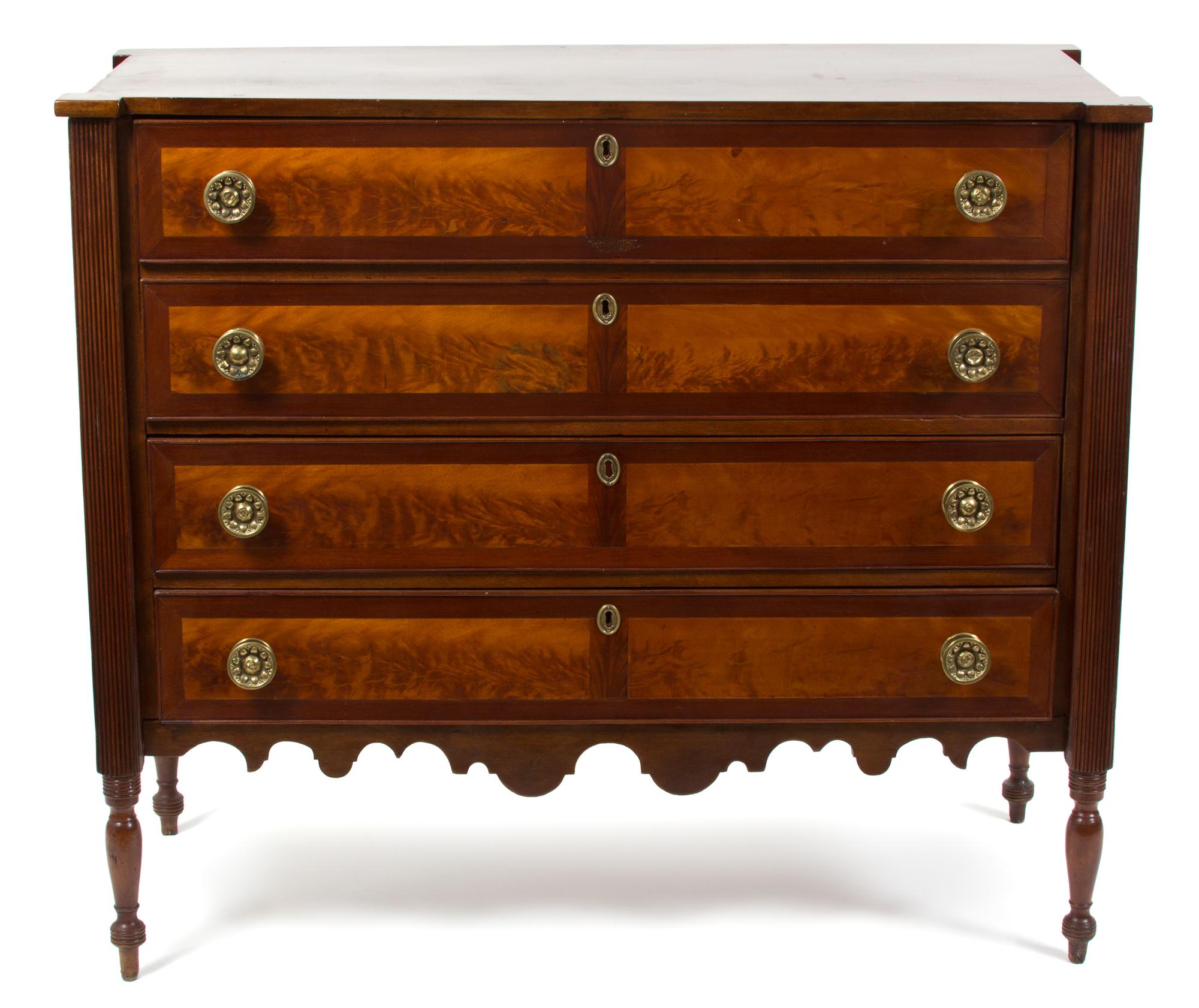 An American Empire Style Mahogany Chest of Drawers Height 39 x width 45 x depth 17 inches. — 19TH CENTURY