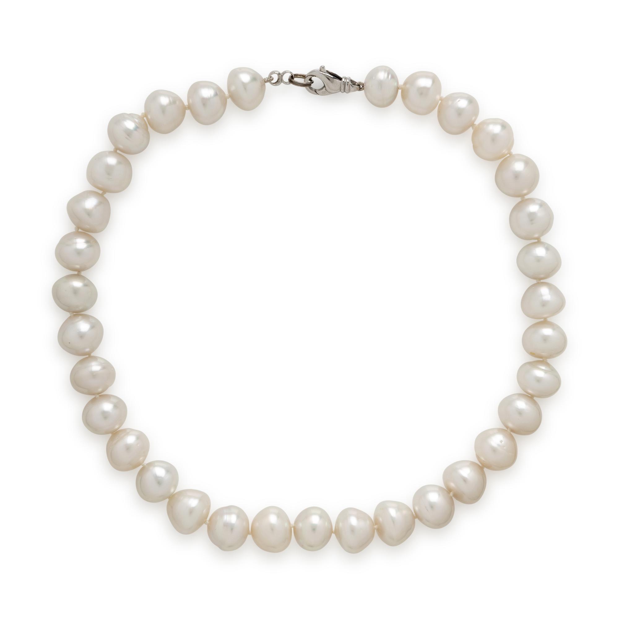 Cultured Pearl and White Gold Necklace